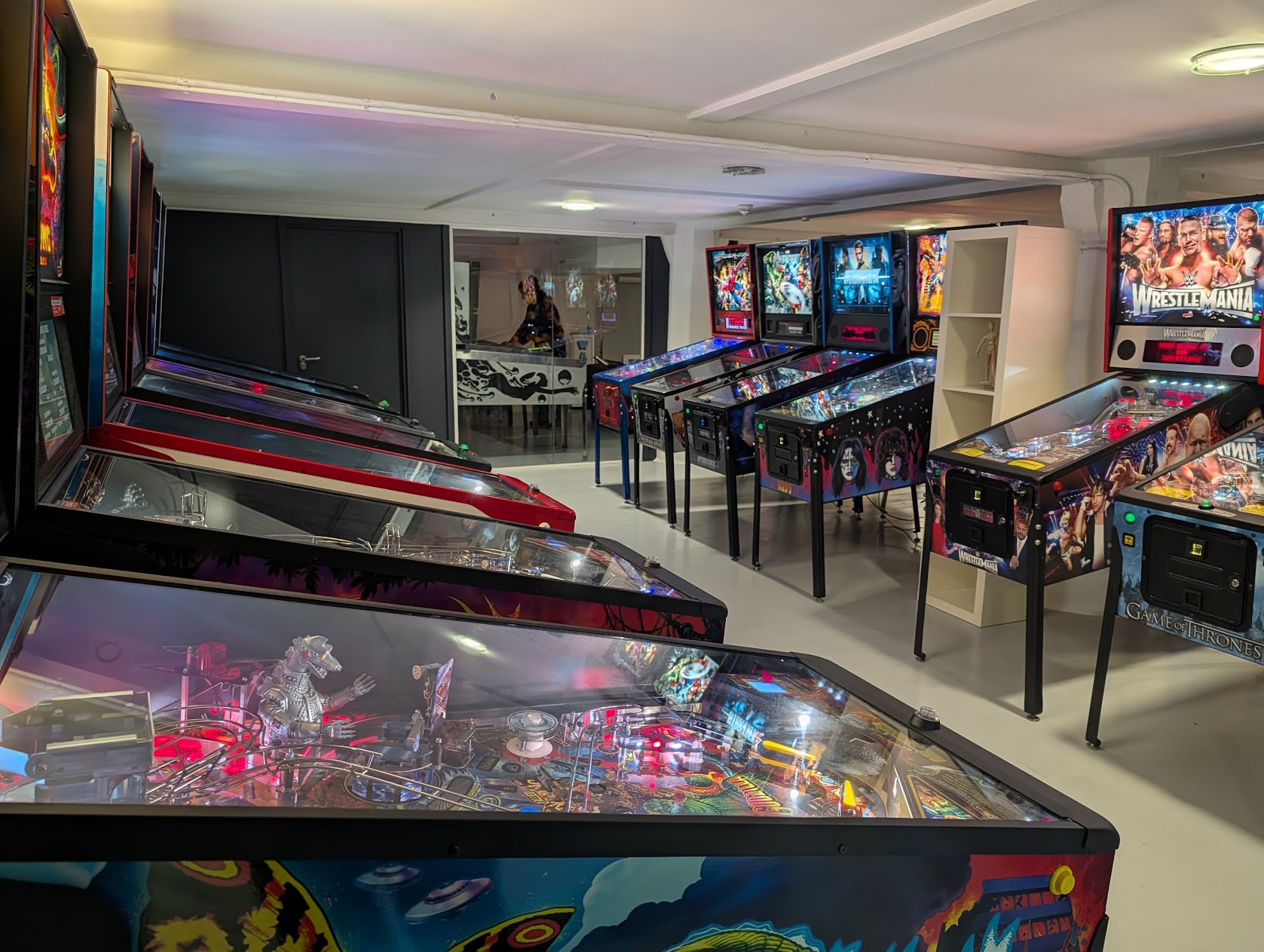 Pinball Factory - interior first row of machines